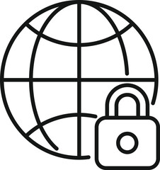 Global privacy icon outline vector. Cyber personal. Information shield
