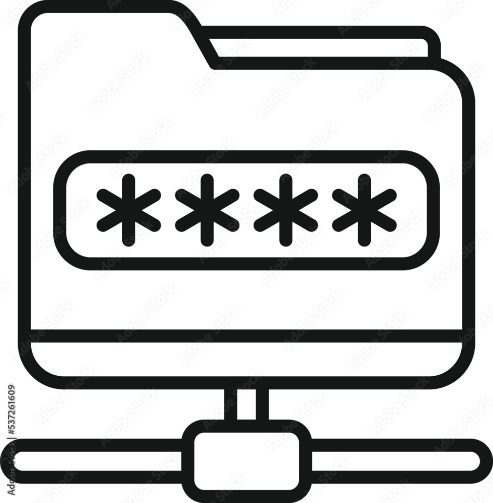 Poster shared folder safe icon outline vector. secure policy. data protect