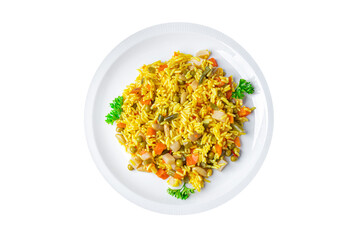 rice vegetable no meat vegetarian pilaf  healthy meal food snack on the table copy space food background 