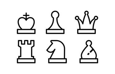 Icon Set Chess, Game needs strategy and tactic, editable stroke.