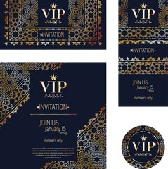 VIP invitation card premium design templates set.
