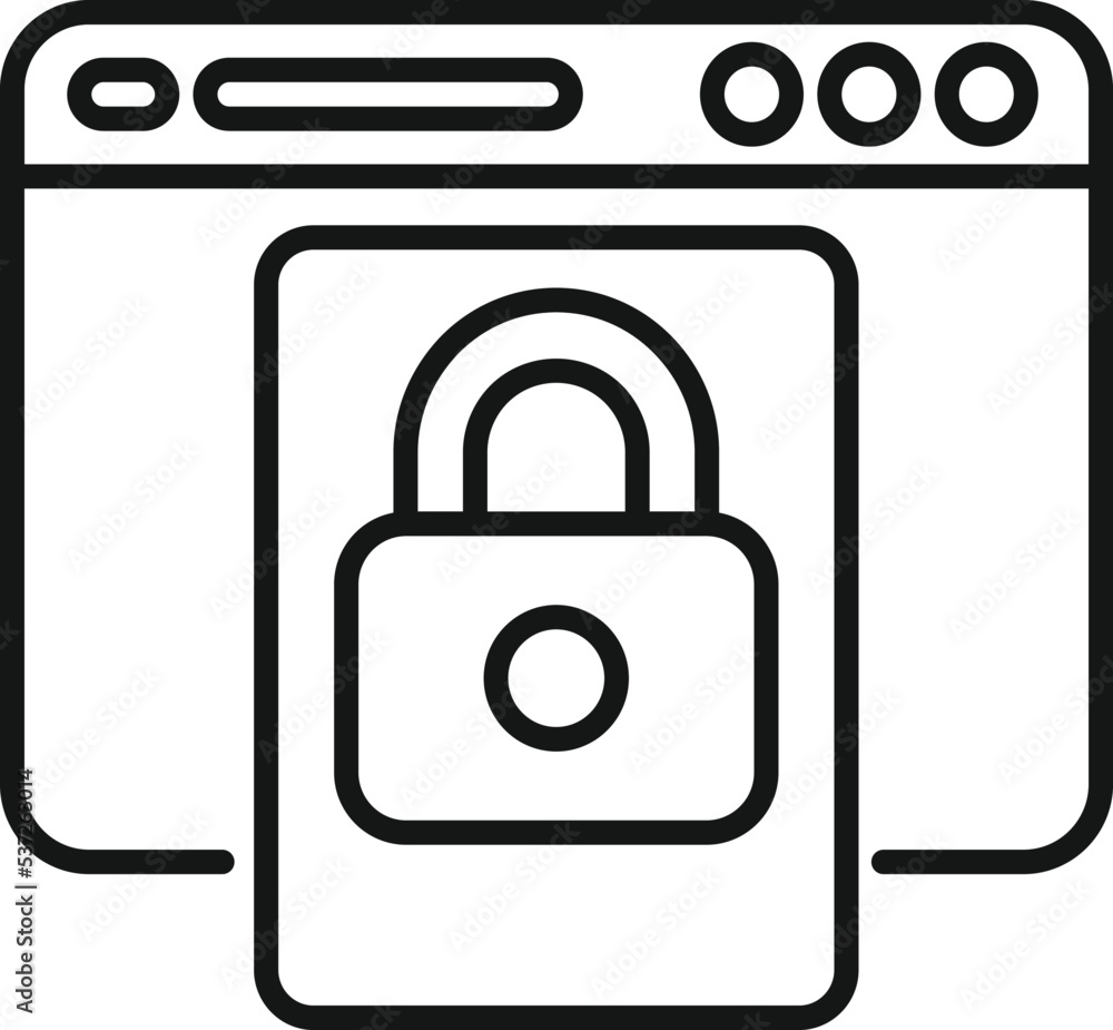 Poster web safe icon outline vector. data privacy. secure cyber
