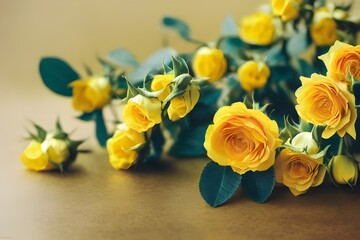 A bouquet of yellow roses. 