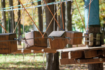 The bridges, ropes and ladders of the Adventure Park are designed for beginners among the tall trees. Adventure climbing in a high ropes course