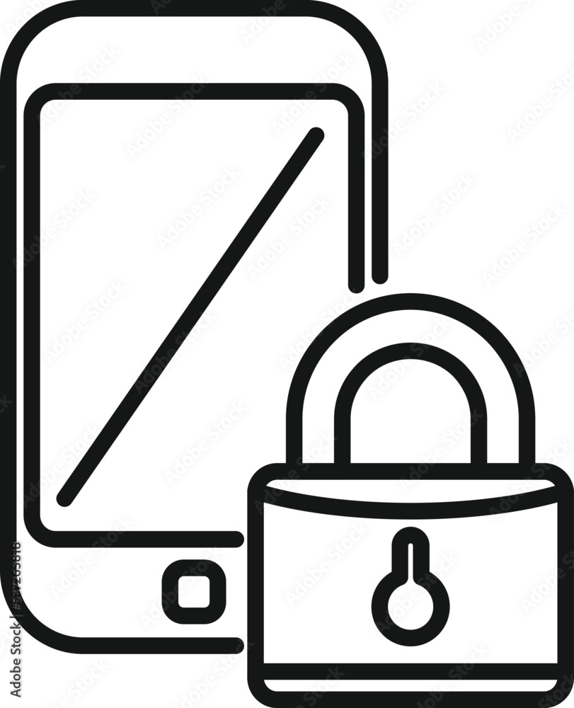 Poster locked smartphone icon outline vector. data privacy. secure policy