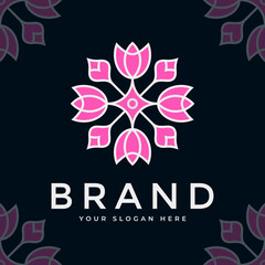 Luxury floral pink logo on dark background