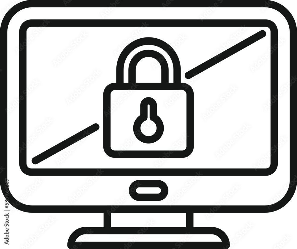 Aufkleber monitor safe icon outline vector. data privacy. secure policy