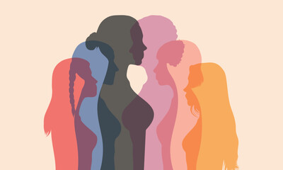 Social network community for women. Multiethnic diversity of women and girls who talk. Communication and sharing of female friendships.