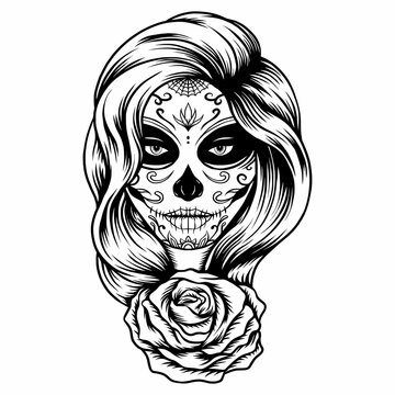 Sugar skull lady rose
