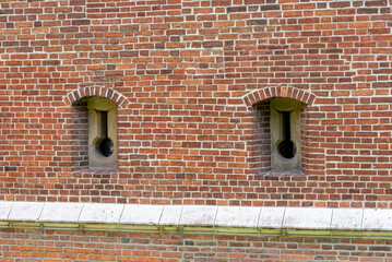 the old castle embrasure in the wall