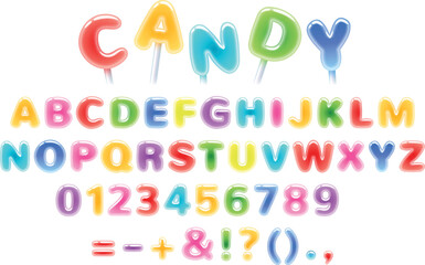 Colorful hard candy abc vector illustration. Sweets letters design. - 537265661