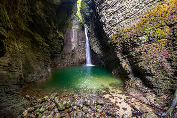 Soča Valley, Wasserfall in Slowenien