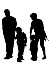 Families with little child on white background