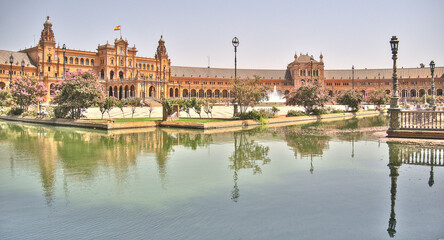 Fototapeta na wymiar Sevilla, Spain. Points of interest, architecture and attractions of Seville, the pearl of Andalusia