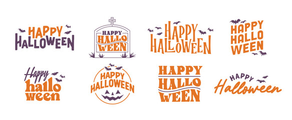 Fototapeta na wymiar Happy Halloween lettering. Holiday lettering for banner, poster, greeting card or party invitation. Vector illustration.