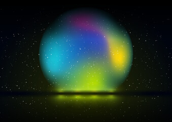 Obraz na płótnie Canvas Holographic liquid sphere abstract futuristic background. Vector retro design