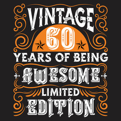 Vintage Birthday  t shirt design with Birthday elements or Hand drawn Birthday typography design
