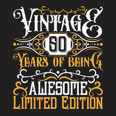 Vintage Birthday  t shirt design with Birthday elements or Hand drawn Birthday typography design
