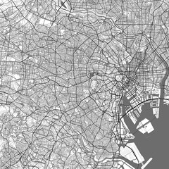 Fototapeta na wymiar Tokyo Japan Monochrome Minimalist Map