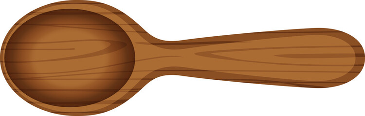 wooden spoon, brown spoon wood in top view