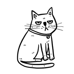 Black and White Cat Collection Cartoon Hand draw