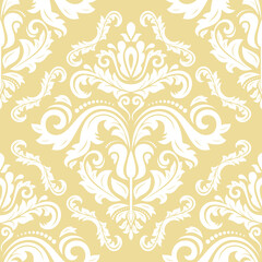 Classic seamless vector pattern. Damask orient ornament. Classic yellow and white vintage background. Orient pattern for fabric, wallpapers and packaging