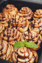 cinnabons cinnamon bun with chocolate