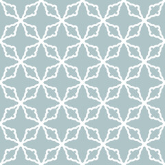 Fototapeta premium Seamless vector ornament in arabian style. Geometric abstract blue and white background. Grill with pattern for wallpapers and backgrounds