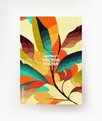 Creative poster with vintage-style leaflets. Vector.
