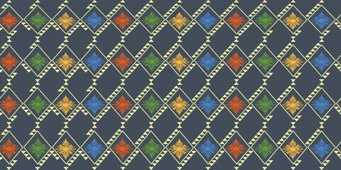 pattern with blue and red stripes. seamless  ethnic pattern style, for wall paper, carpet, fashion  clothes design