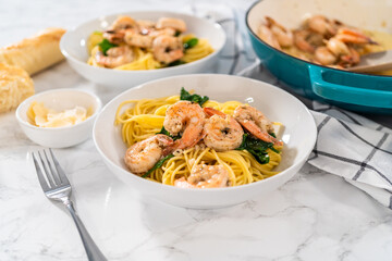 Garlic Shrimp Pasta with Spinach