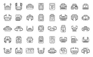 Defibrillator icons set outline vector. Aid ambulance. Automated electric