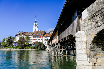 Olten, Stadt, Stadtturm, Aare, Fluss, Alte Brücke, Holzbrücke, Altstadt, Aareufer,...