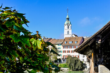 Olten, Stadt, Stadtturm, Aare, Fluss, Alte Brücke, Holzbrücke, Altstadt, Aareufer, historische...