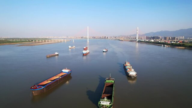 view of ship in river