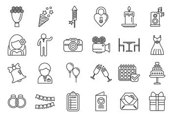 Event planner icons set outline vector. App calendar. Operation time