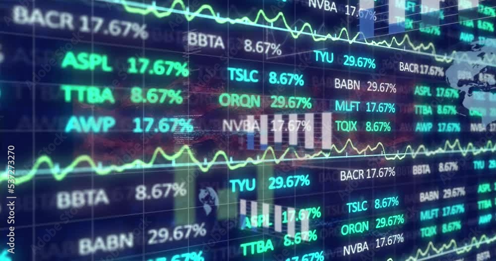 Poster animation of data processing over blue background