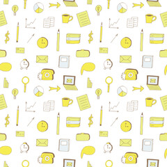 Business planning seamless pattern vector illustration, hand drawn