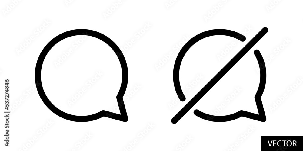 Poster comment, comment slash, turn on off comments concept vector icons in line style design for website d