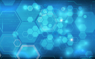 Hexagon blue background abstract concept art technology 