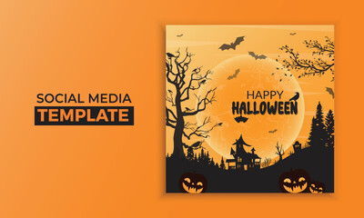 Halloween party social media post template