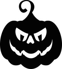 Vector halloween angry pumpkin black icon. Halloween party sign