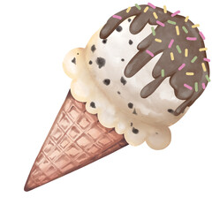 ice cream cone, ice cream watercolor