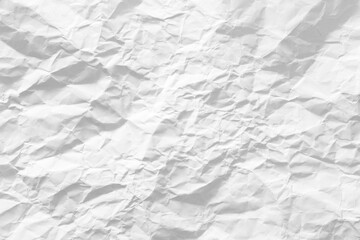 White crumpled paper background, texture old for web design screensavers.
