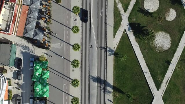 Shooting the city of Vlora Albania from the air. central alley.aerial photography