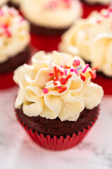 Red Velvet Cupcakes with White Chocolate Ganache Frosting
