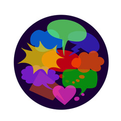 Dialogue balloons, conversation clouds, speech bubbles for prints and designs