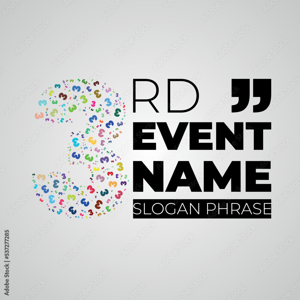 Poster third annual event or summit title starting with a number of order made with random tine numbers - 3