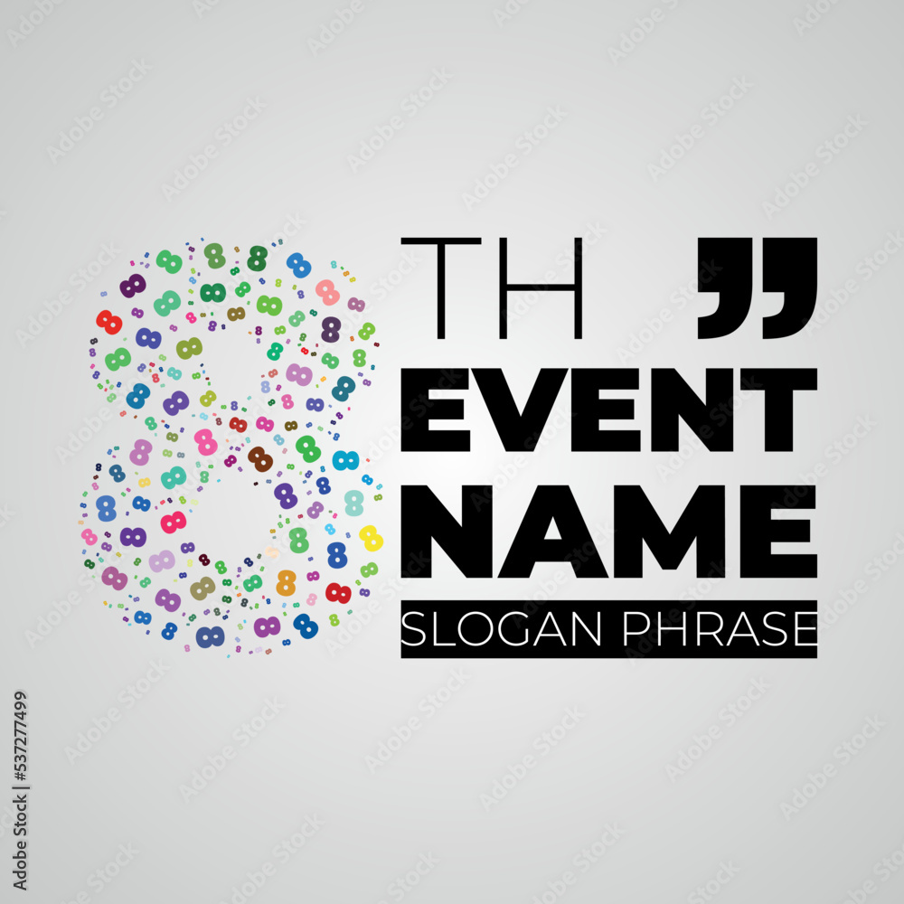 Poster eighth annual event or summit title starting with a number of order made with random tine numbers - 