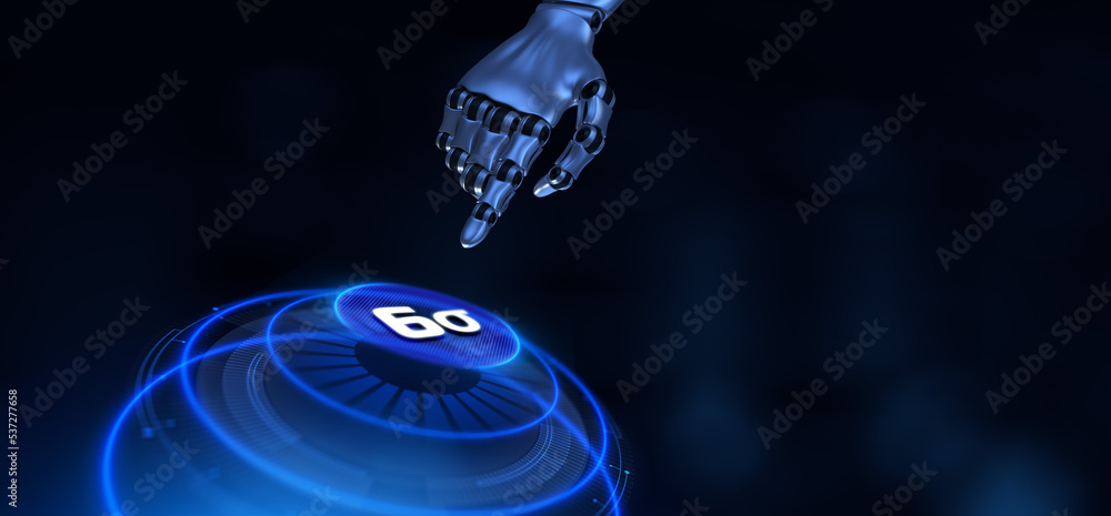 Aufkleber six sigma dmaic lean manufacturing quality control business technology concept. robotic hand pressin